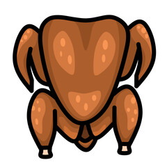 Roast chicken vector, delicious chicken meat dish