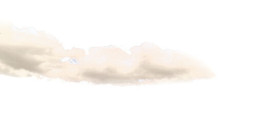 Soft white fluffy clouds shape floating special effect. Single cloud in air, isolated on white...