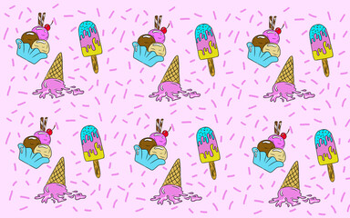 Set of ice cream line art illustration
