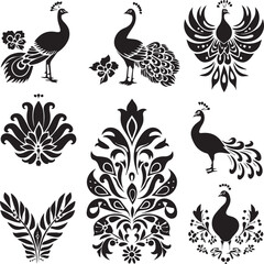 Naklejka premium set of peacocks silhouette