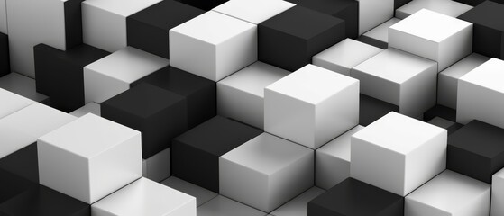 Seamless 3D cube background in monochrome, elegant and modern, for technology-focused branding and design,