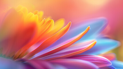 Abstract Macro of Daisy Petals with Colorful Gradient
