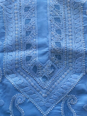 white thread embroidery yoke , lucknowni chikankari yoke