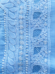 White chikankari embroidery with paisley design border