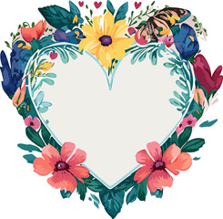 frame heart with flowers