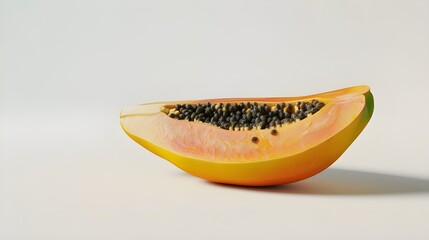 Papaya on a white background, half of ripe papaya fruit with seeds isolated on white ai generated  - obrazy, fototapety, plakaty