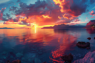 Fototapeta premium Beautiful Sunset, Generative AI