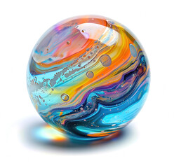 3d glass marble ball with coloredl pattern inside, shiny crystal sphere - 797913020