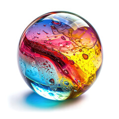 3d glass marble ball with coloredl pattern inside, shiny crystal sphere - 797913027