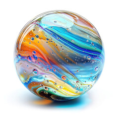 3d glass marble ball with coloredl pattern inside, shiny crystal sphere - 797913031