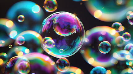 Soap bubbles abstract light illumination, abstract background