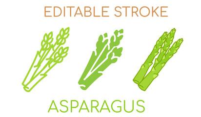 Asparagus line icon, filled and flat. editable stroke