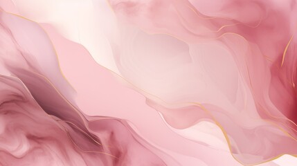 A peaceful abstract artwork featuring flowing shapes in pink with touches of gold, perfect for...