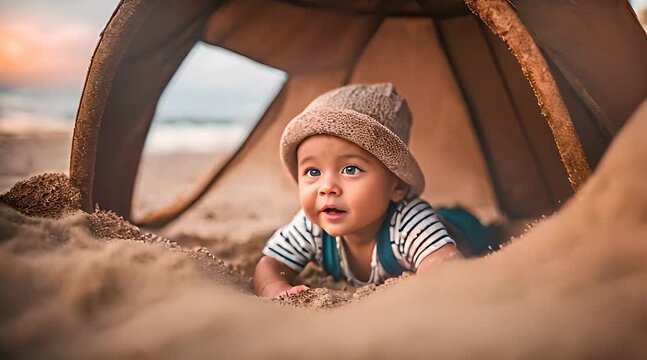 Kind spielt im Sandkasten auf dem Spielplatz