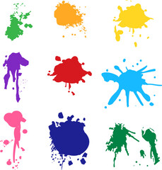 Colorful ink spots set. splash splatter abstract shape. vector illustration