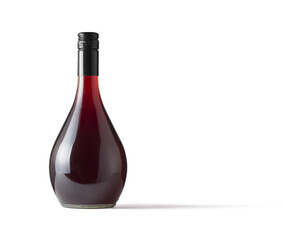 Front view wine bottle, whiskey, cognac, brandy beer bottle isolated on white background, mockup,...