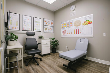 Nutritionist's Consultation Room with Dietary Education Posters