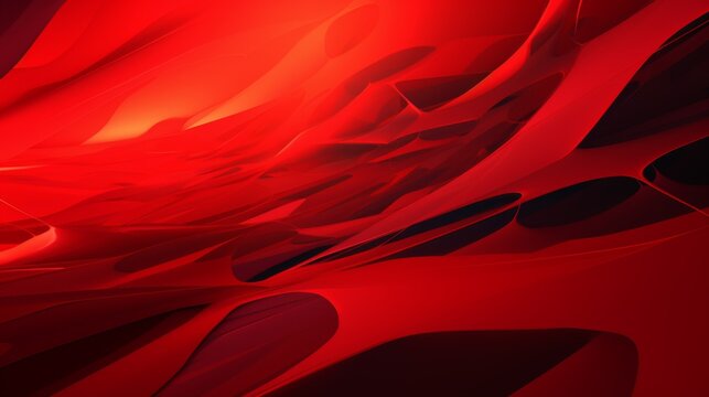 Artistic abstract red design with fluid organic shapes that represent energy and movement within a digital space