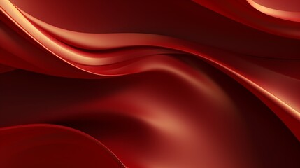 An exquisite high-quality image showcasing the smooth flow and reflective sheen of red silk material with abstract wave designs