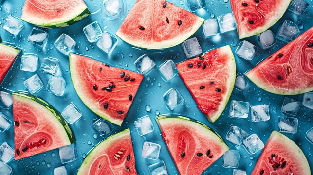 slices of watermelon and ice cube