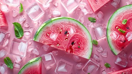 slices of watermelon and ice cube