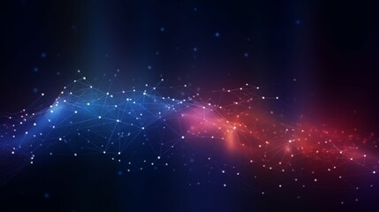 An image showcasing a network of blue and pink lights against a dark background, depicting data interchange