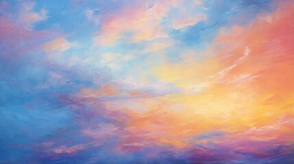 Abstract art painting with pastel colors mimicking the soft and fluffy appearance of clouds in a sky