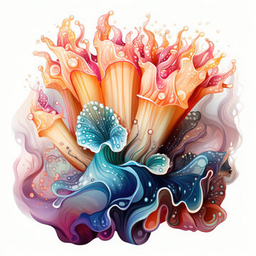 recommend clip art: Watercolor colorful Nudibranch Illustration, Generative Ai