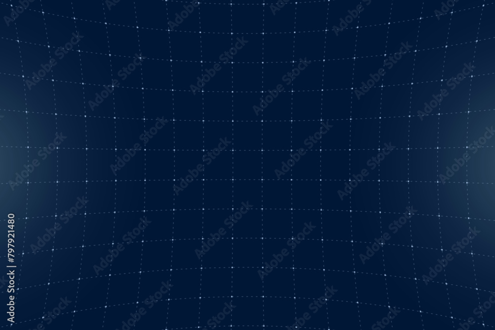 Poster vr hud futuristic interface voluminous square grid. line and dot head up display blue pattern. digit