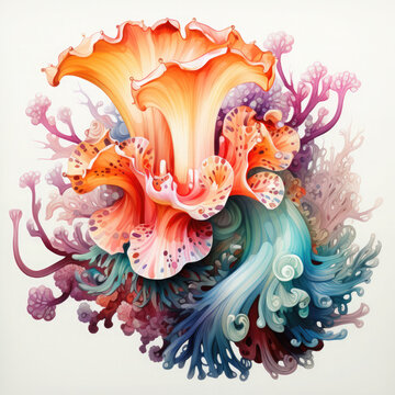 recommend clip art: Watercolor colorful Nudibranch Illustration, Generative Ai
