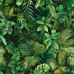Fabricate a tile with lush rainforest foliage