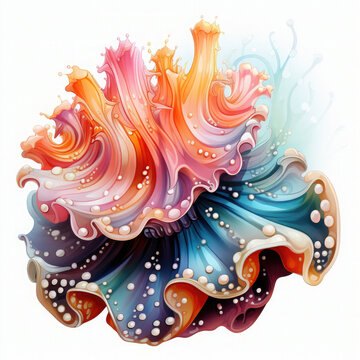recommend clip art: Watercolor colorful Nudibranch Illustration, Generative Ai