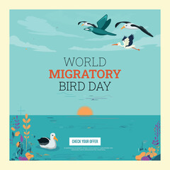 World Migratory Bird Day, World Migratory Bird Day banner template vector stock, Illustration. the design is fully editable.