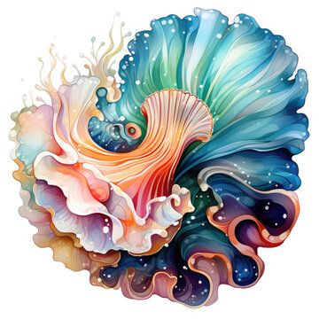 recommend clip art: Watercolor colorful Nudibranch Illustration, Generative Ai