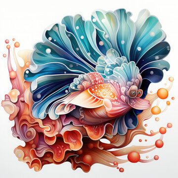 recommend clip art: Watercolor colorful Nudibranch Illustration, Generative Ai