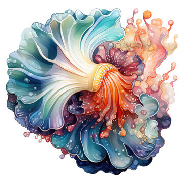 recommend clip art: Watercolor colorful Nudibranch Illustration, Generative Ai