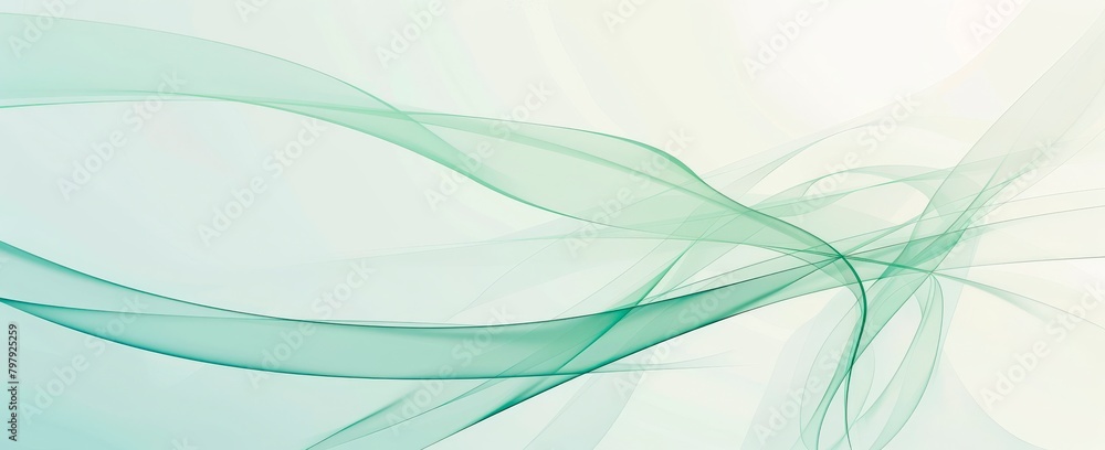 Wall mural abstract minimalist light green background with soft lines and curves, copy space for text, tranquil