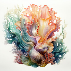 Watercolor colorful Nudibranch Illustration, Generative Ai