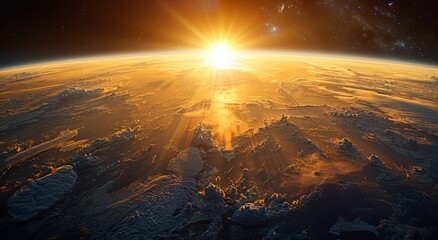 beautiful sunset above planet earth