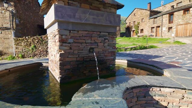 Source of fresh water on the route of the black villages, Guadalajara, Spain.