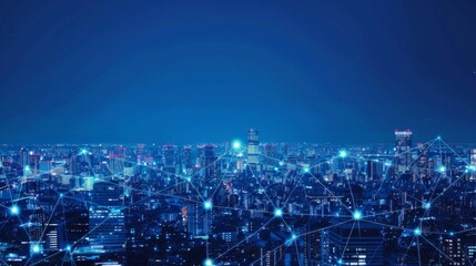 Obraz premium Smart city and communication network concept. 5G. IoT (Internet of Things). Telecommunication.