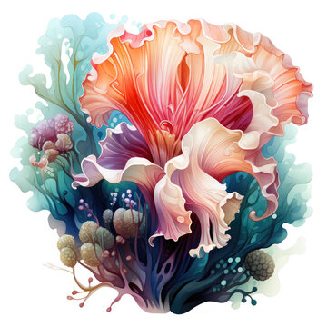recommend clip art: Watercolor colorful Nudibranch Illustration, Generative Ai