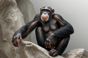 An image of Chimpanzee on the stone