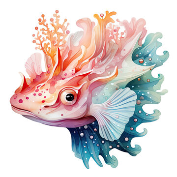 recommend clip art: Watercolor colorful Nudibranch Illustration, Generative Ai