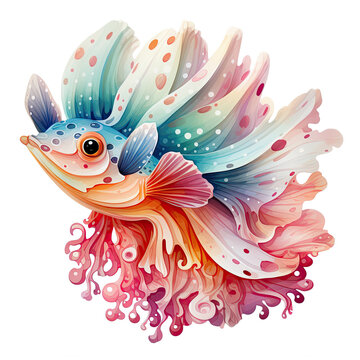recommend clip art: Watercolor colorful Nudibranch Illustration, Generative Ai