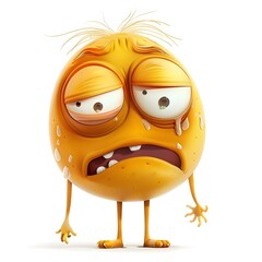 Quirky Exhausted Cartoon Character with Drooping Expression and Baggy Eyes Isolated on White Background - 797928625