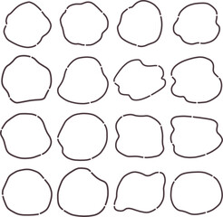 破線の丸っこい緩い形のフレーム、流体シェイプのセット