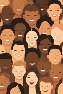 Diverse people standing together illustration.