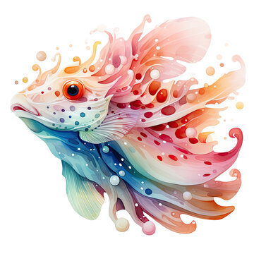 recommend clip art: Watercolor colorful Nudibranch Illustration, Generative Ai