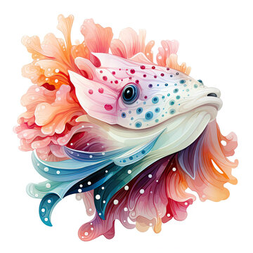 recommend clip art: Watercolor colorful Nudibranch Illustration, Generative Ai